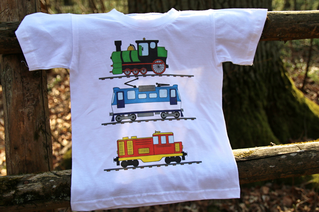 2.Dětské tričko s vlakem mašinky bílé